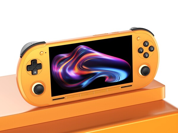 Retroid Pocket 6 w kolorze żółtym.