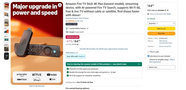 Fire TV 4K Max, który jest lepszy niż nowy Fire TV 4K, jest w promocji.