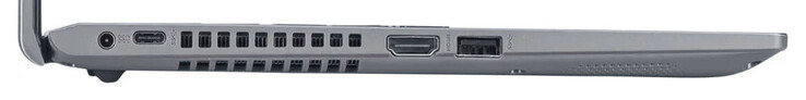 Lewa strona: Port zasilania, USB 3.2 Gen 1 (USB-C), HDMI, USB 3.2 Gen 1 (USB-A)