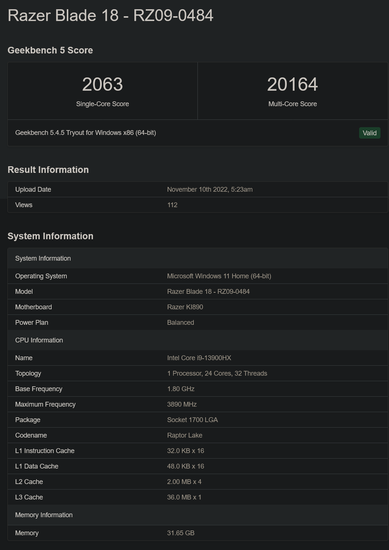 (Źródło obrazu: Geekbench)