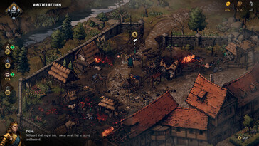 Ilustracja przedstawiająca wioskę w grze „Thronebreaker: The Witcher Tales”.