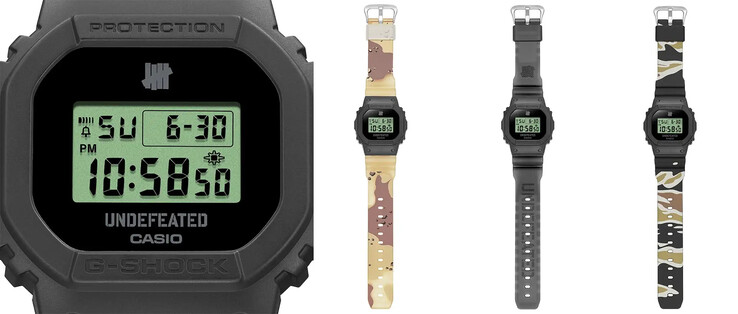 Zegarek Casio G-Shock x Undefeated jest dostarczany z trzema wymiennymi paskami (na zdjęciu). (Źródło zdjęcia: Casio)