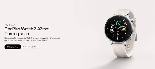 OnePlus Watch 3 43 mm zostanie wprowadzony na rynek 8 lipca na wielu rynkach. (Źródło zdjęcia: OnePlus)