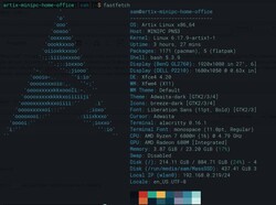 Artix daje użytkownikom pełną kontrolę nad ich systemem, na dobre i na złe. (Źródło obrazu: Fastfetch of own PC)