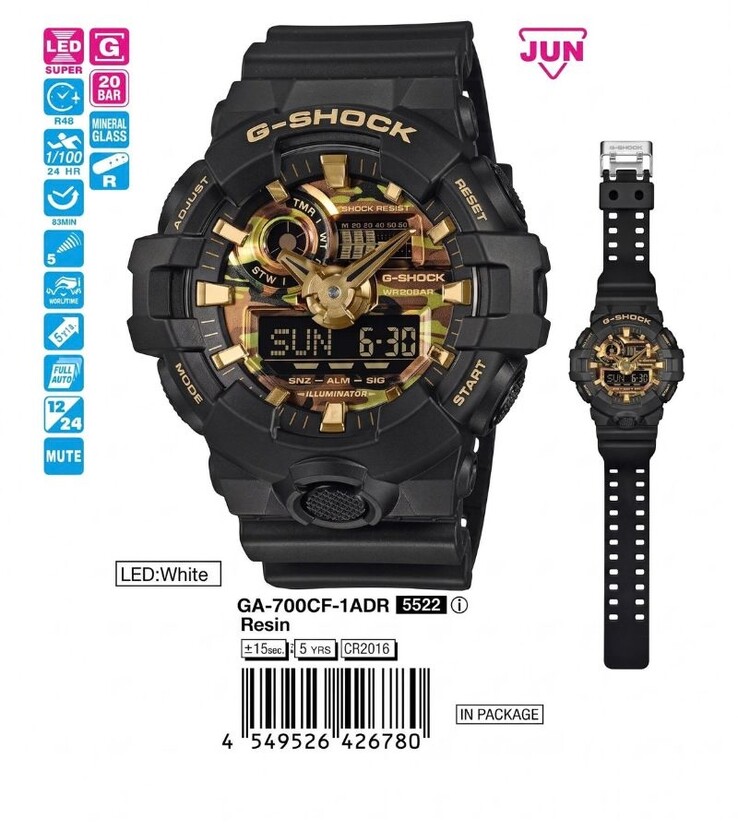 Zegarek Casio G-Shock GA-700CF-1A
