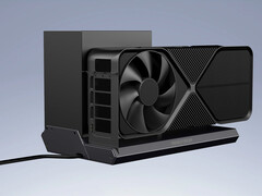 DEG2 posiada zarówno OCuLink, jak i Thunderbolt 5. Na zdjęciu: stacja dokująca DEG1 eGPU. (Źródło zdjęcia: Minisforum - edytowane)