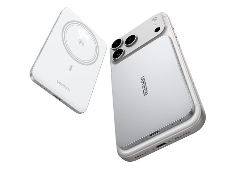 Biały magnetyczny power bank Ugreen MagFlow Air (5000 mAh, Qi2 15 W)