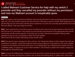 Walmart anulował zamówienie Switch 2 w przedsprzedaży #1 (źródło obrazu: zrzut ekranu, subreddit Nintendo Switch 2)