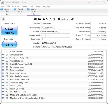 ADATA SE920 wykorzystuje protokół UASP (USB Attached SCSI Protocol)
