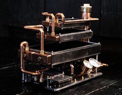 Miedziane rury i manometry nadają komputerowi od Billet Labs steampunkowy wygląd.