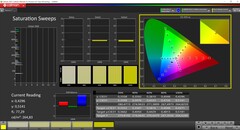 Nasycenie CalMAN (profil kolorów: AdobeRGB, docelowa przestrzeń kolorów: AdobeRGB)