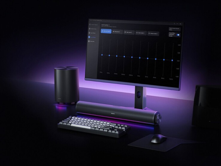 Zdjęcie zestawu Xiaomi Desktop Speaker Pro Set z oświetleniem RGB.