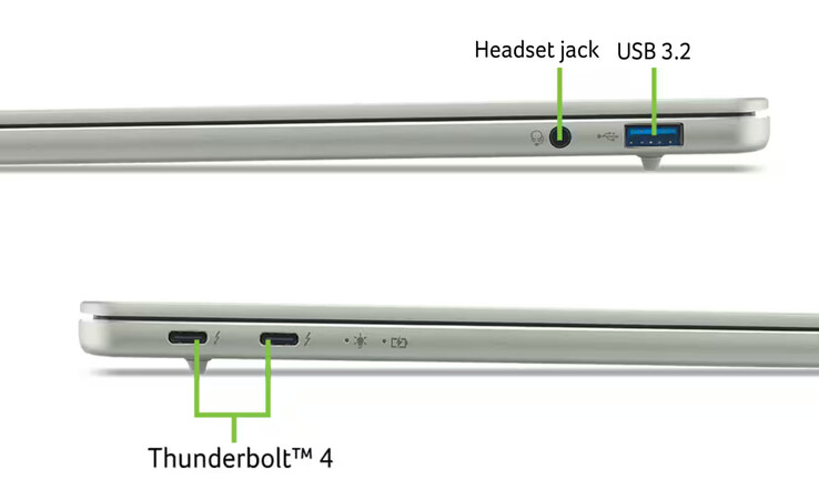 Acer Swift Air 14 posiada minimalną liczbę portów, biorąc pod uwagę jego 14-calową obudowę.