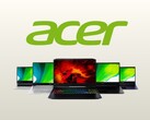 Logo Acer z linią laptopów. 