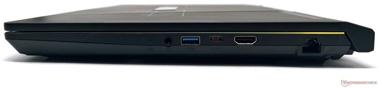 Po prawej: gniazdo audio combo 3,5 mm, USB 3.2 Gen1 Type-A, USB 3.2 Gen1 Type-C, wyjście HDMI, Gigabit Ethernet