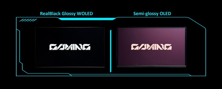 Błyszcząca powłoka ekranu RealBlack zapewnia głębszą czerń niż matowe ekrany OLED. (Źródło zdjęcia: Gigabyte)