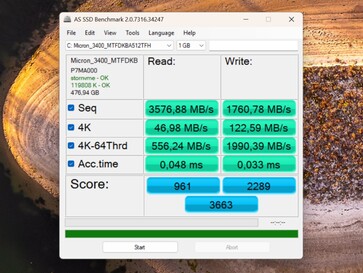 Wydajność po aktualizacji sterowników na moim głównym dysku SSD 512 GB.