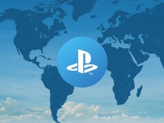 Logo konta PlayStation widoczne na mapie świata