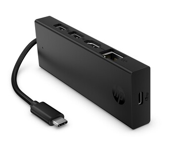 Przenośny hub HP USB-C 4K HDMI z wieloma portami i zintegrowanym kablem USB-C (źródło zdjęcia: HP)
