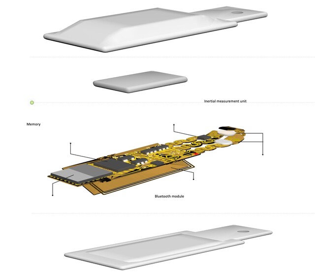 Bezprzewodowy czujnik NWU zawiera baterię, pamięć flash, Bluetooth i mikrofony.  (Źródło: Northwestern University)