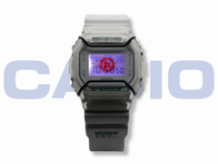 Zegarek Casio G-Shock x Hidden NY DW5600HDN257 (na zdjęciu) ma niestandardowe logo, które świeci na pomarańczowo przez podświetlenie LED. (Źródło zdjęcia: Casio)