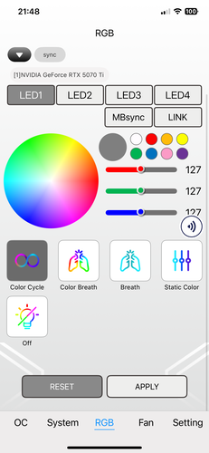 Ustawienia RGB