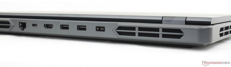 Tył: 1 Gbps RJ-45, USB-C 3.2 Gen. 2 z PD (140 W) + DisplayPort 1.4, HDMI 2.1, 2x USB-A 3.2 Gen. 1, zasilacz AC