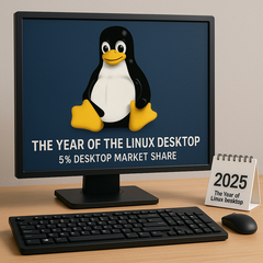 Linux osiąga 5% udziału w rynku systemów operacyjnych dla komputerów stacjonarnych, co wskazuje na rosnącą popularność wśród konsumentów i graczy. (Obraz wygenerowany przez ChatGPT)