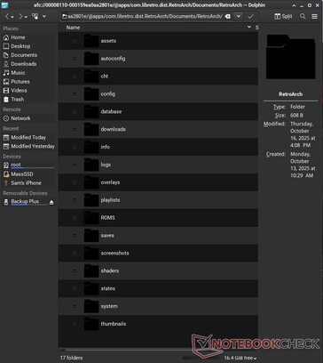 Mają Państwo nawet dostęp do plików określonych aplikacji, takich jak RetroArch. 