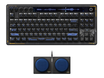 Klawiatura mechaniczna 8BitDo Retro 87 Mecha Break: Panther Edition jest wyposażona w dwa przyciski Super Buttons i 21 dodatkowych nakładek na klawisze. (Źródło obrazu: 8BitDo)