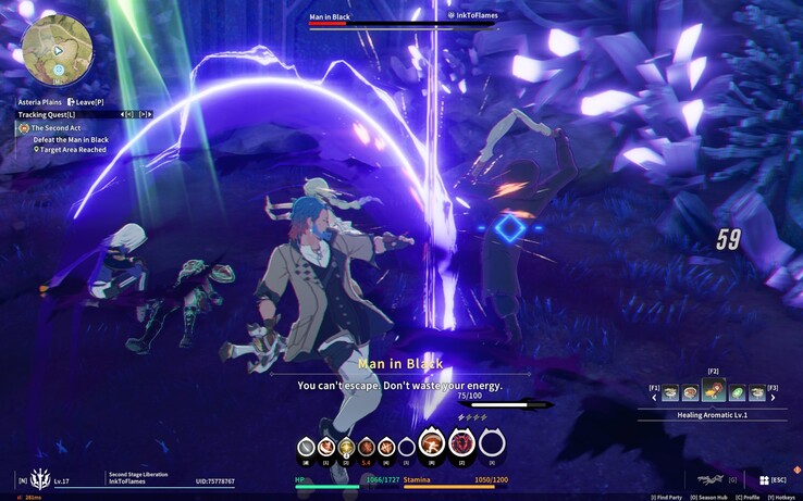 W przeciwieństwie do większości gier MMORPG, które polegają na rotacji umiejętności i żonglowaniu czasem odnowienia, Star Resonance oferuje walkę opartą na akcji. (Źródło obrazu: Darryl Linington - Notebookcheck)