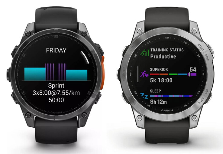 Fenix 8 obok Fenix 7 Pro. (Źródło zdjęcia: Garmin &amp; WinFuture - edytowane)