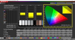 CalMAN ColorChecker (profil: P3, docelowa przestrzeń kolorów: P3)