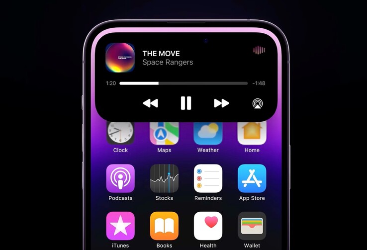 Dynamiczna wyspa może być używana na iPhonie, oprócz tego, że może sterować odtwarzaniem muzyki lub wyświetlać długotrwałe funkcje pośrednie, takie jak timer.
