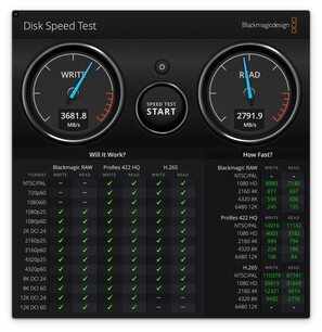 MacBook Air M1: Test szybkości dysku Blackmagic