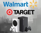 Logo Walmart i Target widoczne nad konsolami Xbox (źródło zdjęcia: Walmart, Target, Xbox Wire z poprawkami)