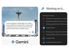 Gemini Spark przetwarza zapytanie dotyczące rezerwacji lotu w przeglądarce Chrome i uruchamia proces rezerwacji