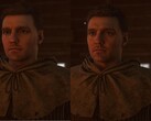 Zdjęcie przedstawiające model postaci Henry'ego z gry „Kingdom Come: Deliverance 2” po wdrożeniu technologii DLSS 5, widoczne po prawej stronie