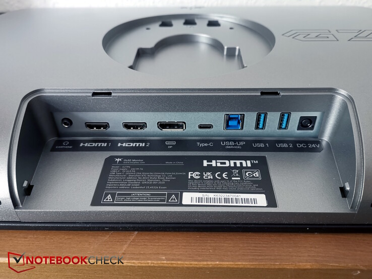Od lewej: Słuchawki, 2x HDMI, DP, USB-C, USB-B Up, 2x USB-A, zasilanie
