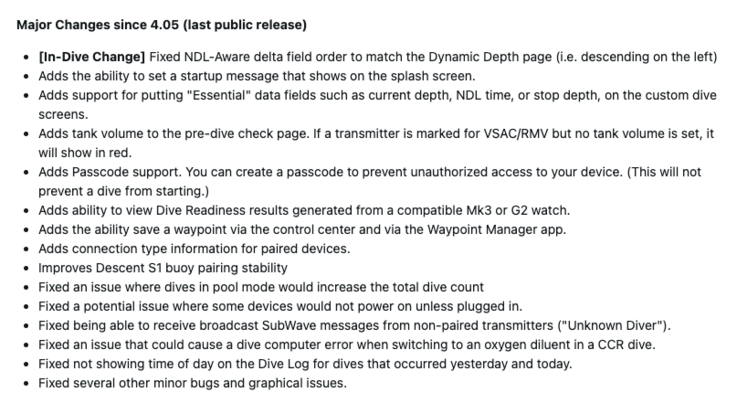 Informacje o wydaniu oprogramowania systemowego Garmin Descent X50i 5.09