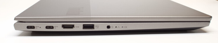 po lewej: 2x USB typu C z PowerDelivery i DisplayPort; HDMI, USB typu A (3.2 Gen 1); zestaw słuchawkowy 3,5 mm