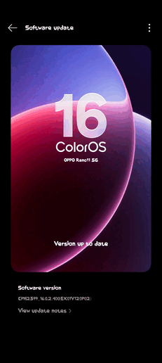 ColorOS 16 OTA na Reno 11 5G (źródło obrazu: Oppo Community)