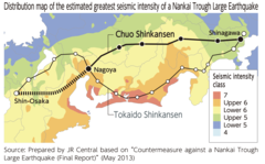 Trasa linii Chūō Shinkansen a ryzyko trzęsień ziemi w 2013 r.