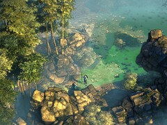Ilustracja przedstawiająca dwie postacie z gry „Shadow Tactics: Blades of the Shogun”.