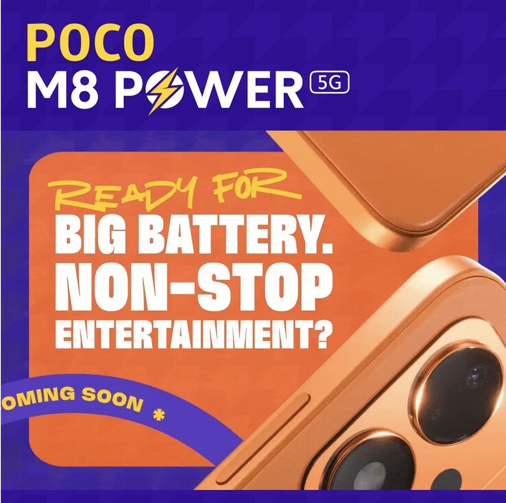 Model Poco M8 Power 5G zaprezentowany w pomarańczowym wykończeniu