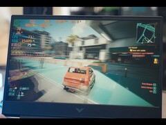 Rozgrywka w Cyberpunk 2077 uruchomiona na HP Victus z GPU RTX 5050 przy średnich ustawieniach 1080p (źródło obrazu: Dawid Does Tech Stuff/YouTube)
