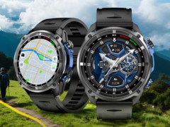 Smartwatch Rogbid GeoX1 (na zdjęciu dwa takie zegarki wyświetlające różne rzeczy) posiada 1,43-calowy wyświetlacz AMOLED. (Źródło zdjęcia: Rogbid)