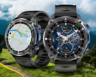 Smartwatch Rogbid GeoX1 (na zdjęciu dwa takie zegarki wyświetlające różne rzeczy) posiada 1,43-calowy wyświetlacz AMOLED. (Źródło zdjęcia: Rogbid)