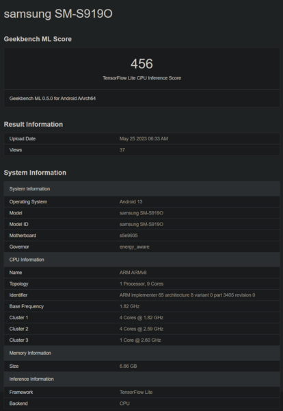 Lista Geekbench Exynos 2300 (zdjęcie za pośrednictwem Geekbench)