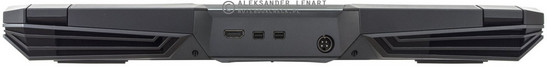 tył: HDMI, dwa złącza mini DisplayPort, gniazdo zasilania